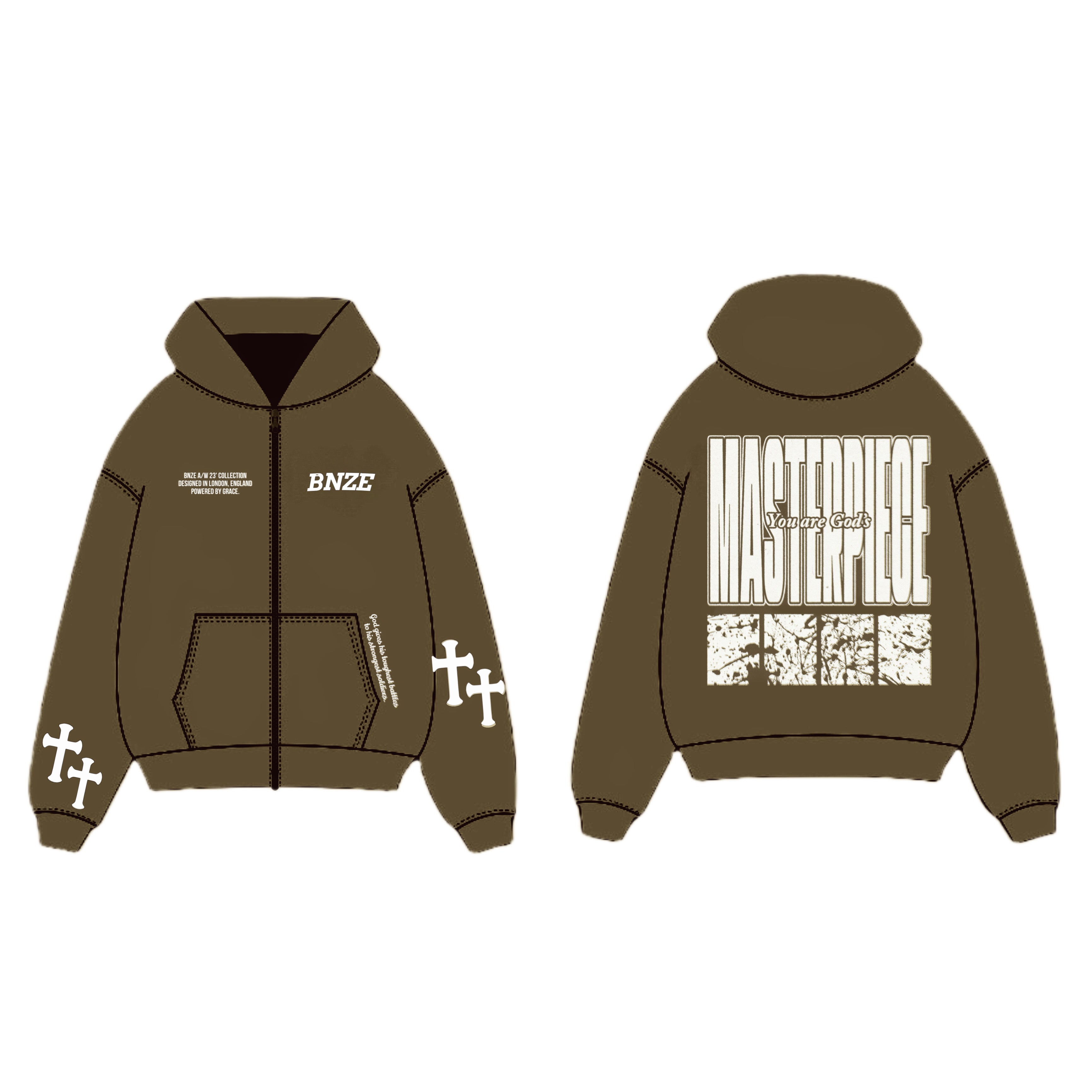 "GOD'S MASTERPIECE" Zip Hoodie - Mocha