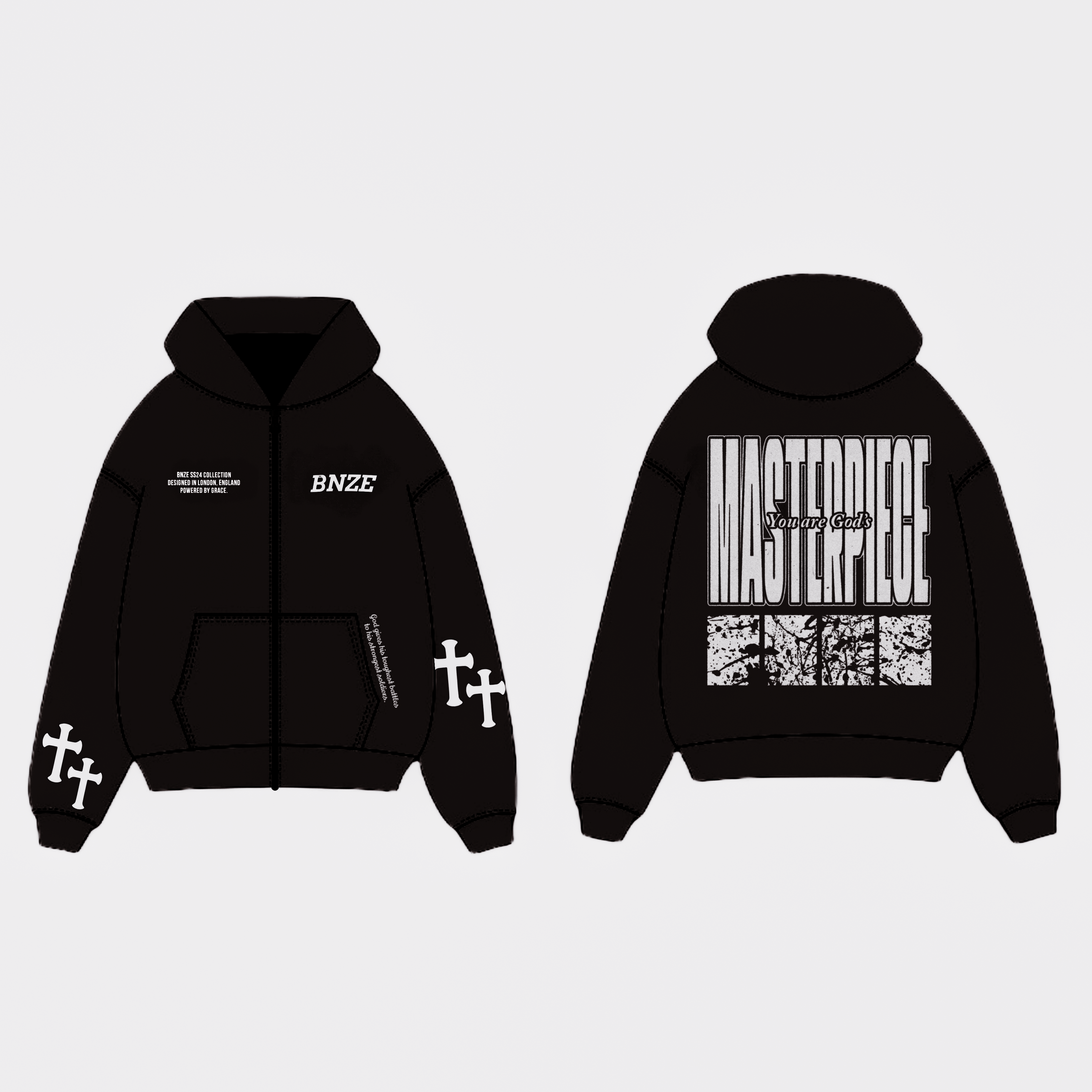 "GOD'S MASTERPIECE" Zip Hoodie - Caviar