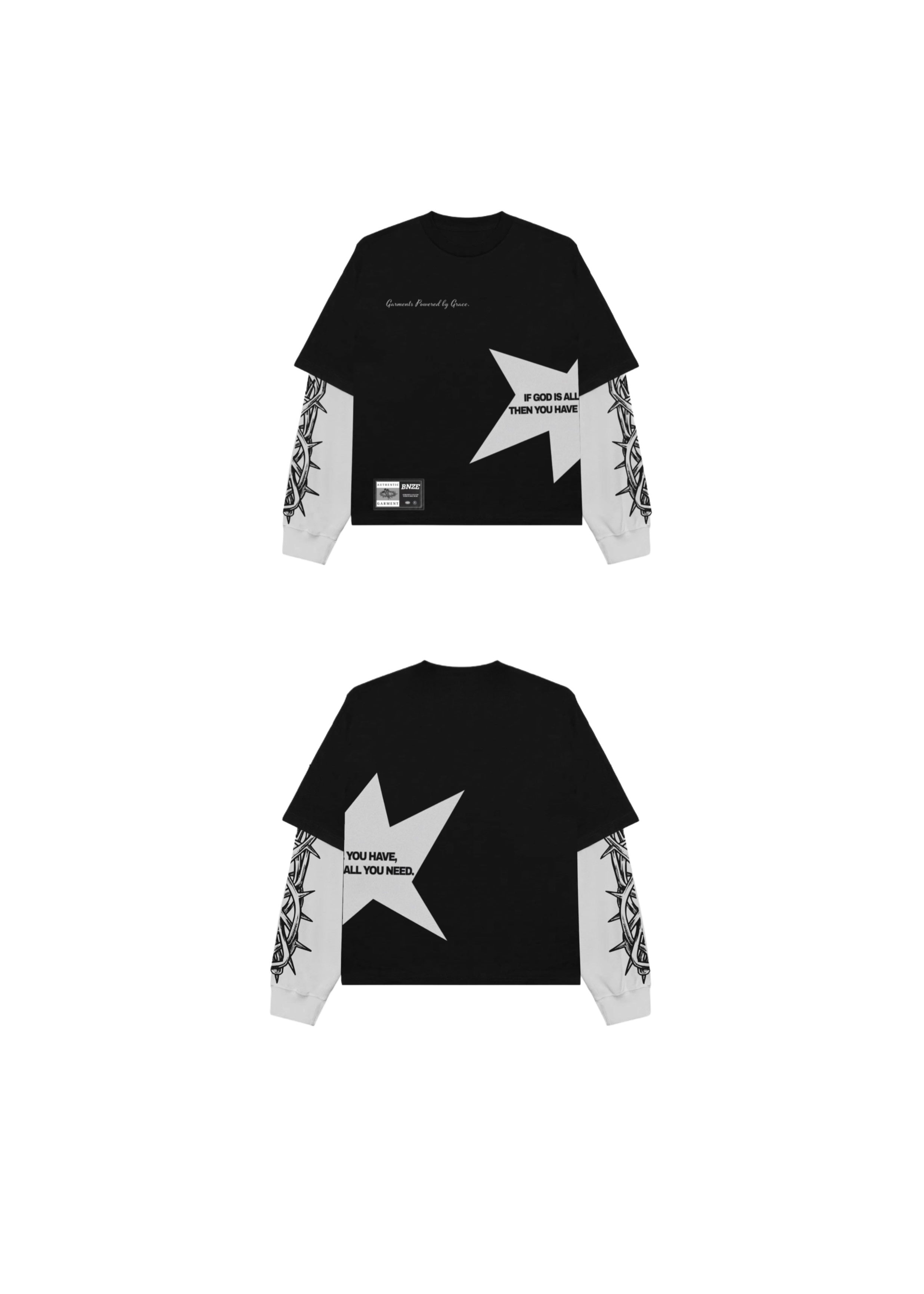 “All You Need” - Waffle Sleeve Tee in Black/White (Unisex)