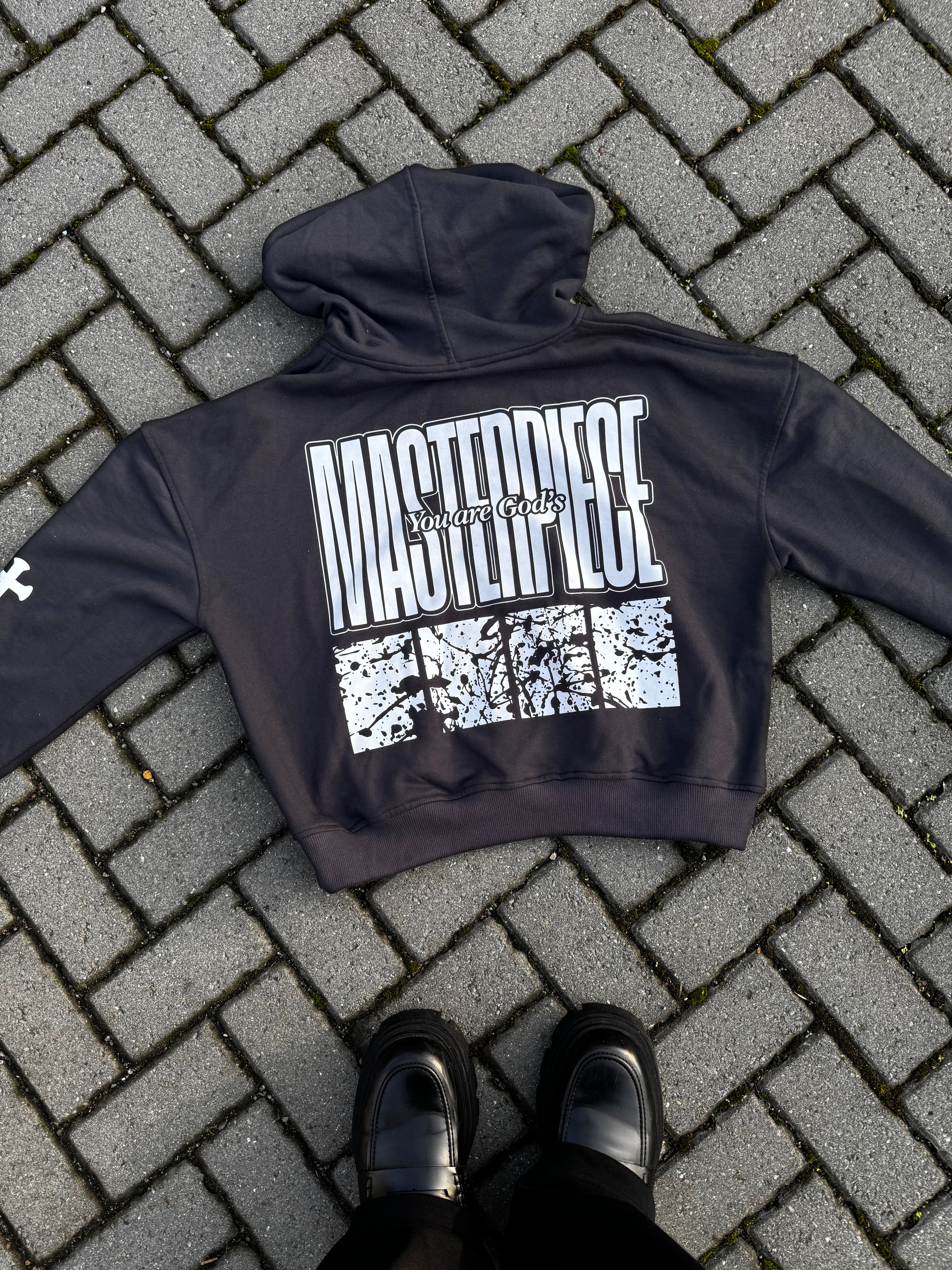 "GOD'S MASTERPIECE" Zip Hoodie - Caviar