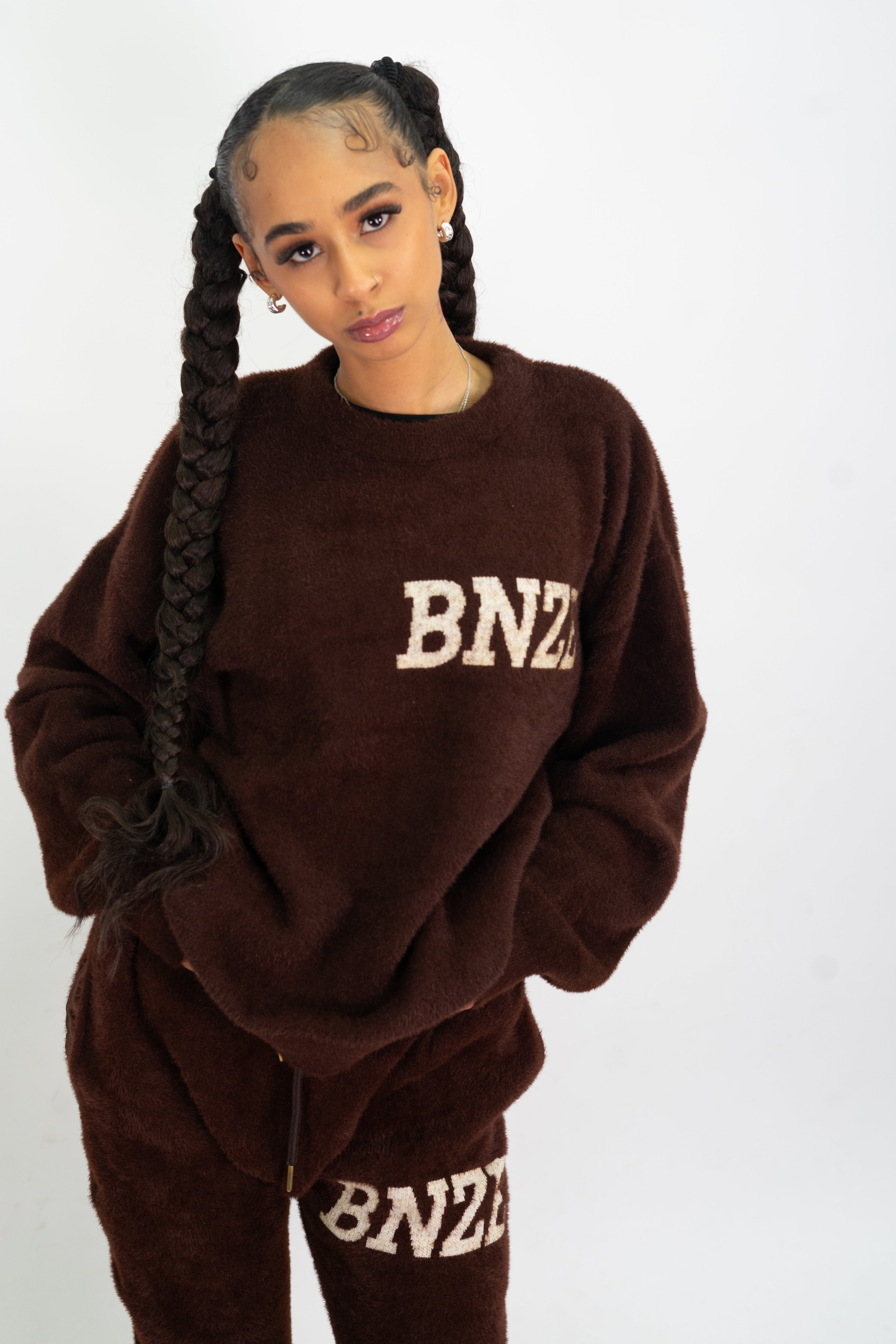 Logo Knitted Tracksuit - Brown