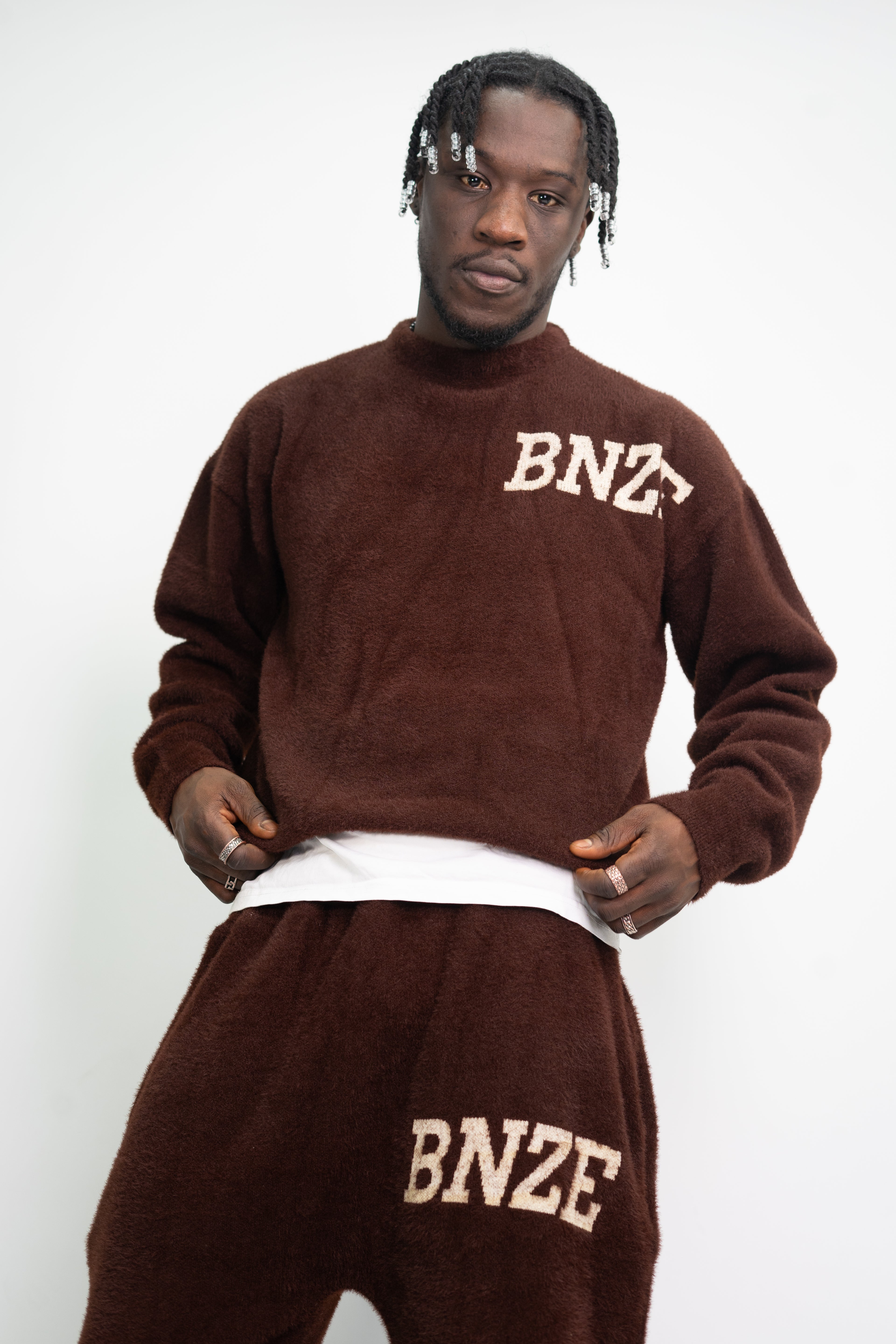 Logo Knitted Tracksuit - Brown