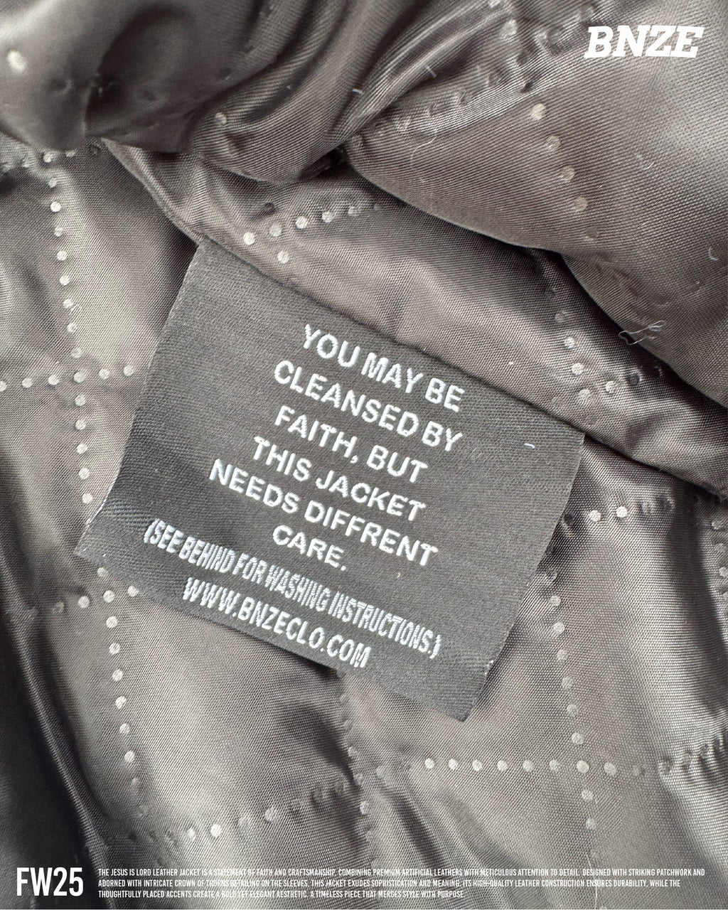 “Jesus Is Lord” (J.I.L) Vegan Leather Jacket in Cocoa Brown. (Only 100 made.)