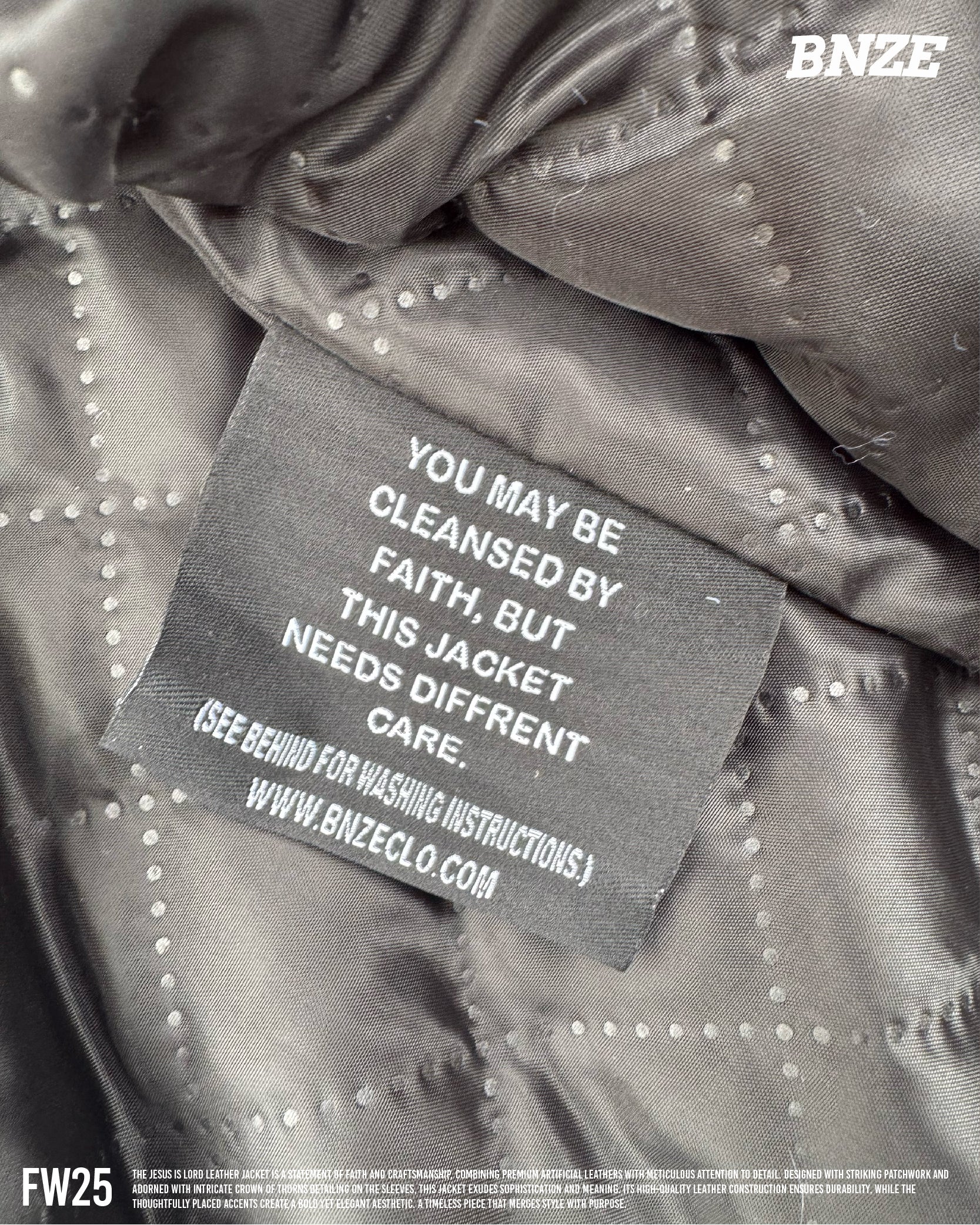 “Jesus Is Lord” (J.I.L) Vegan Leather Jacket in Cocoa Brown. (Only 100 made.)