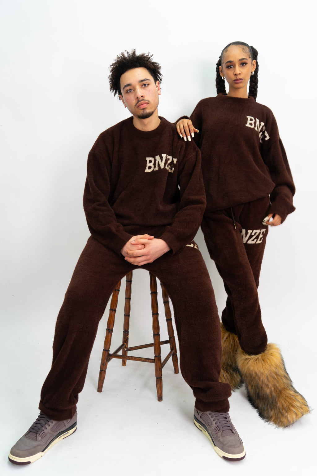 Logo Knitted Tracksuit - Brown