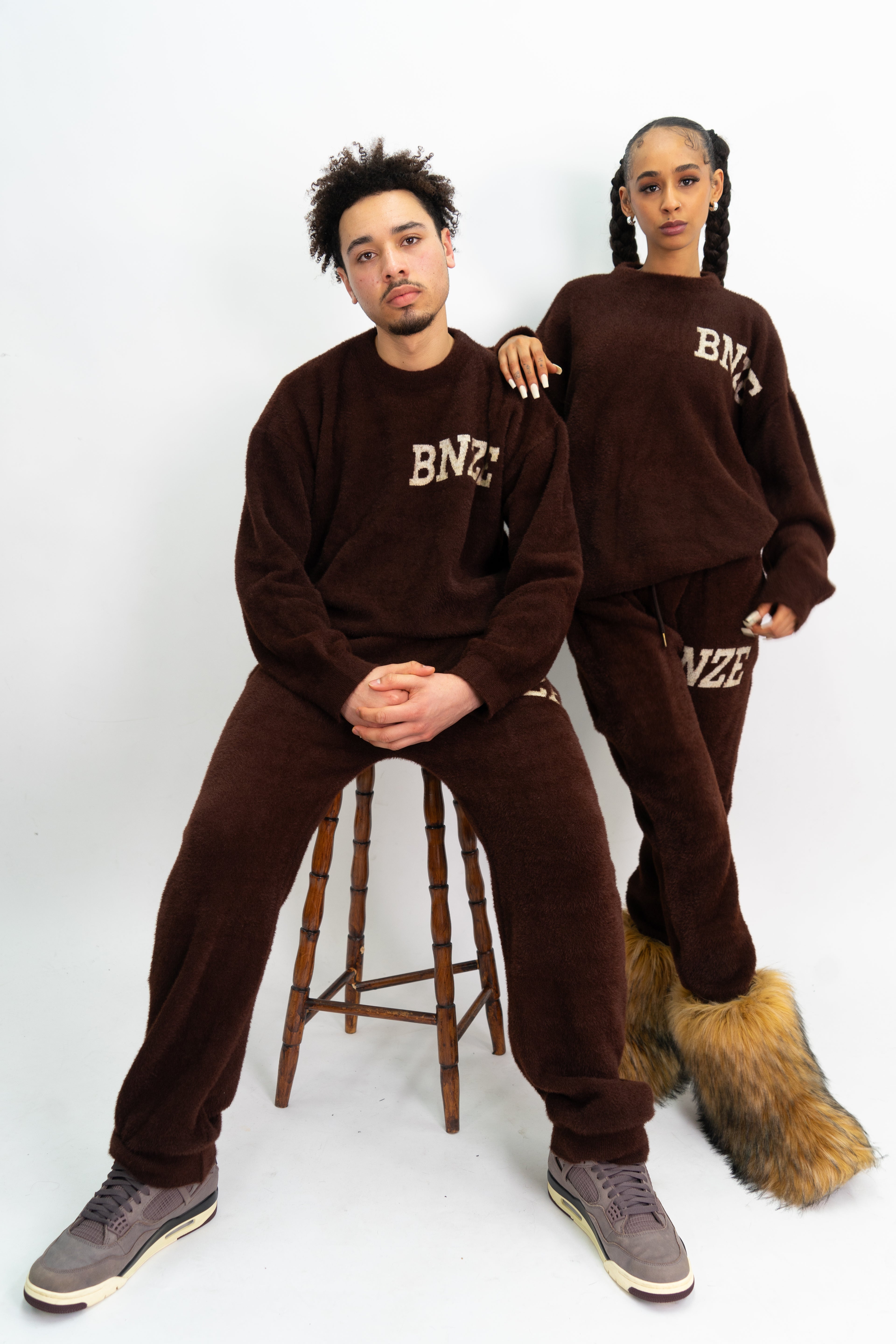 Logo Knitted Tracksuit - Brown