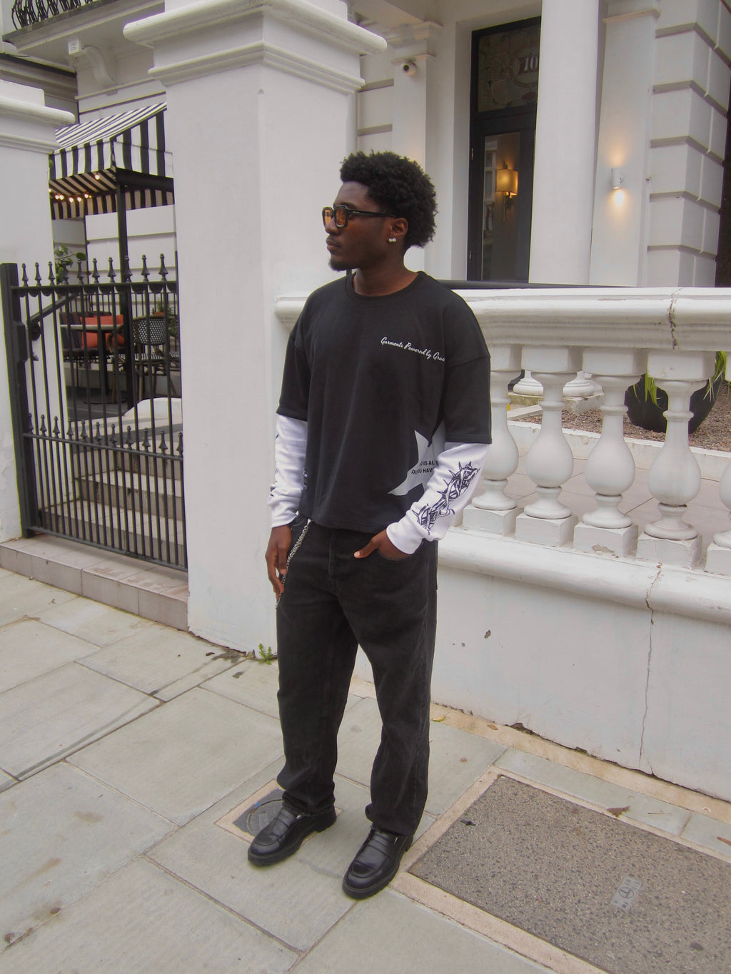 “All You Need”  - Waffle Sleeve Tee in Black/White (Unisex)