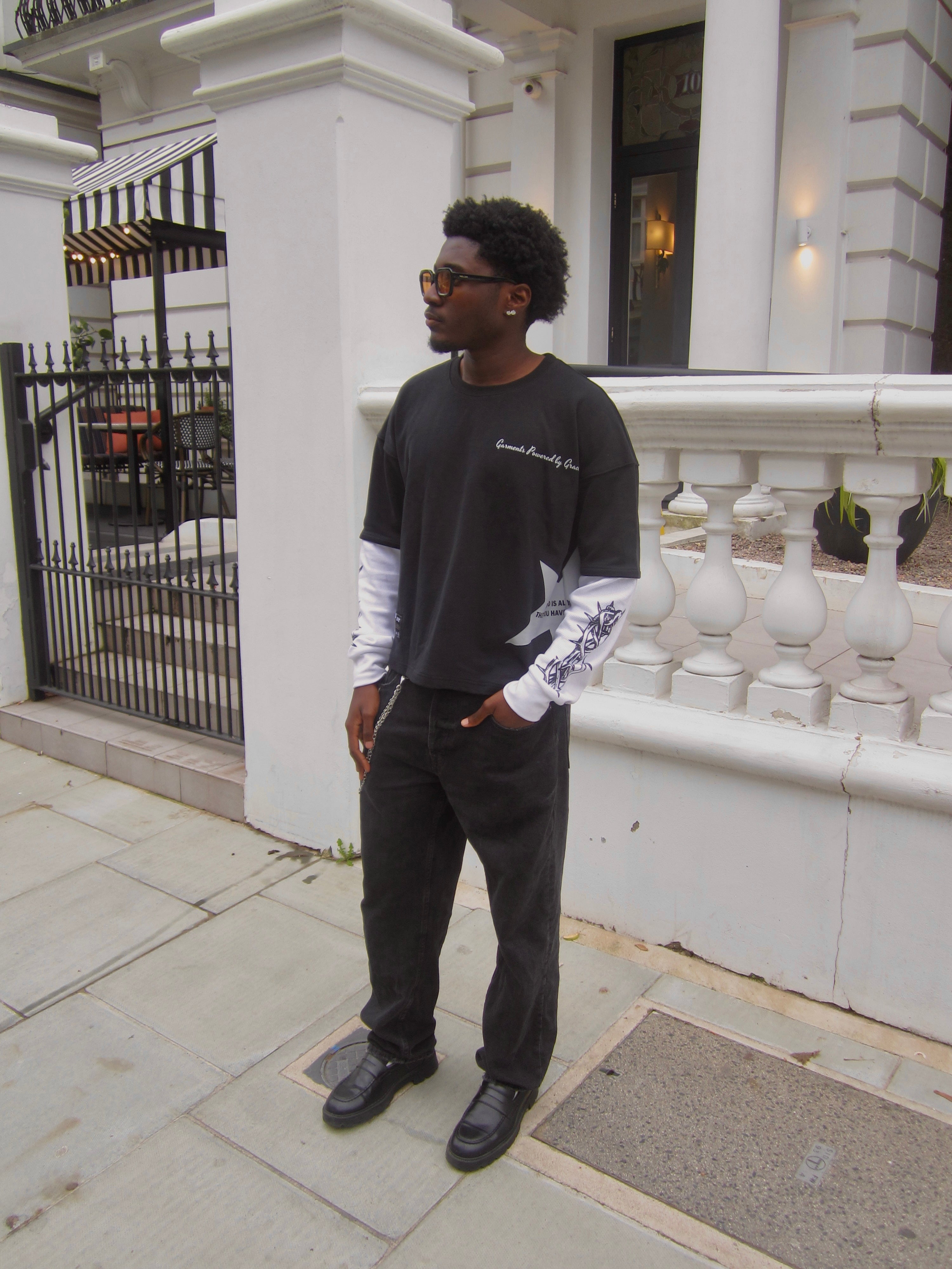 “All You Need”  - Waffle Sleeve Tee in Black/White (Unisex)
