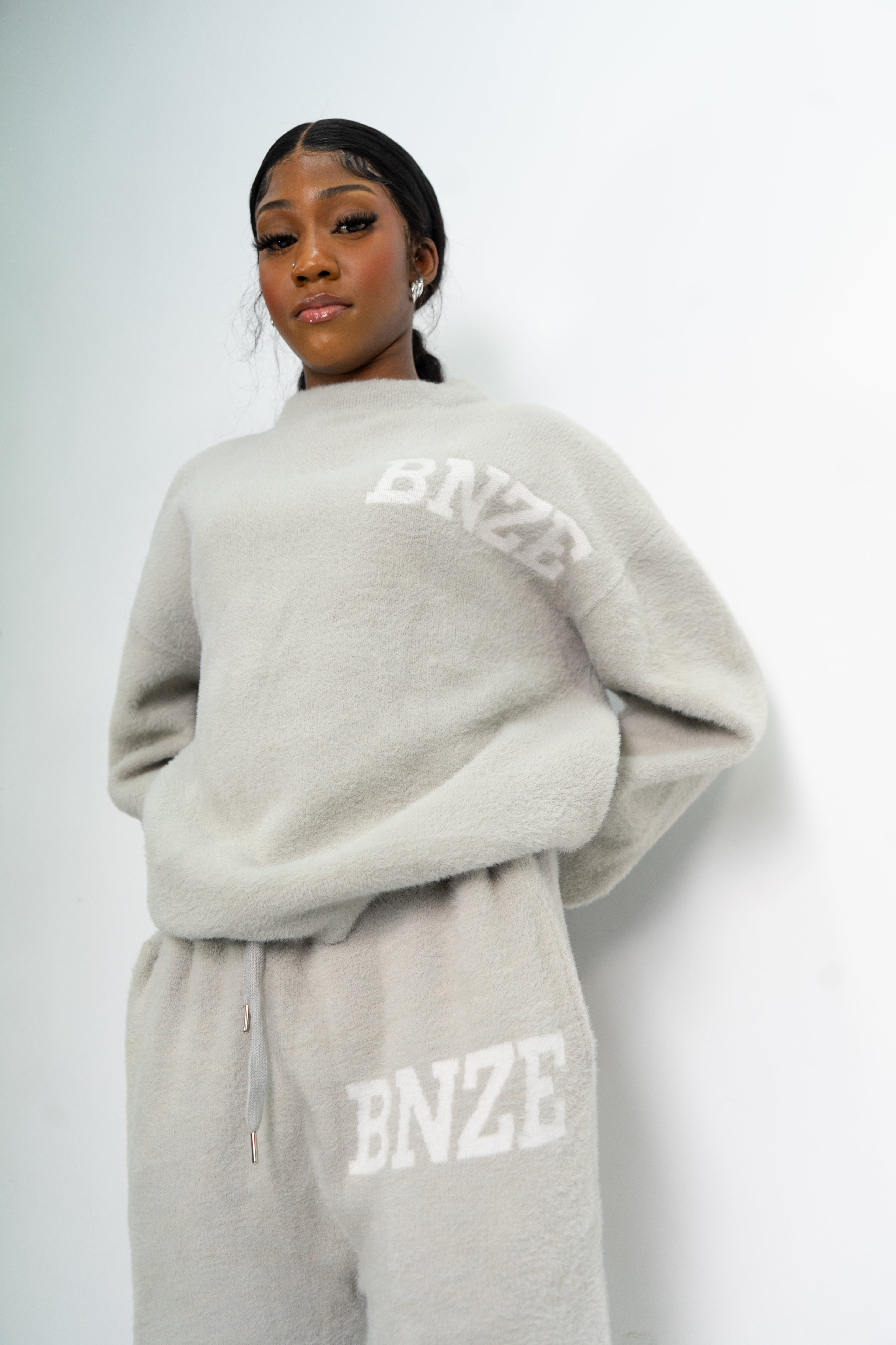 Logo Knitted Tracksuit - Grey