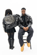 “Jesus Is Lord” (J.I.L) Vegan Leather Jacket in Jet Black.