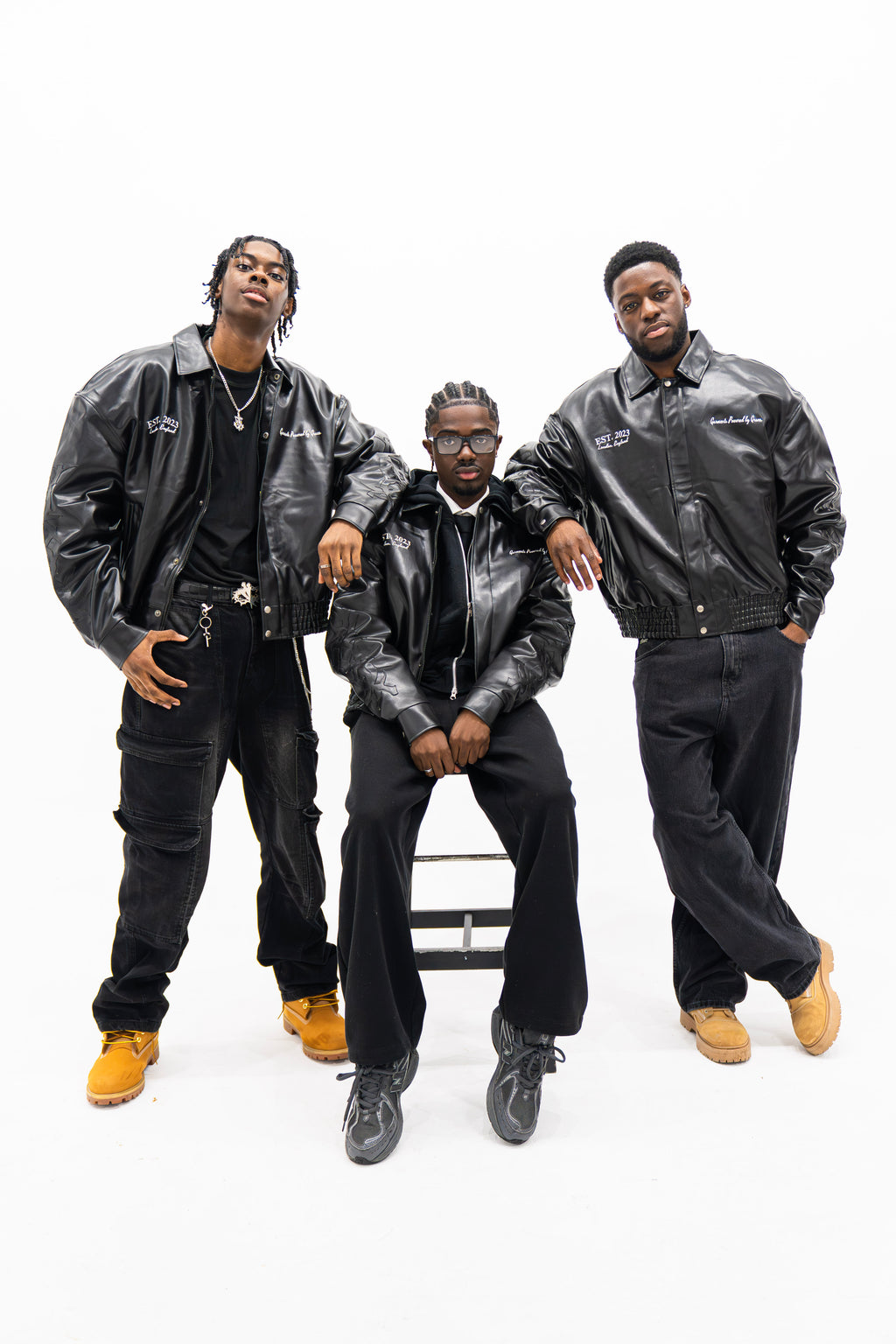 “Jesus Is Lord” (J.I.L) Vegan Leather Jacket in Jet Black.