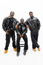 “Jesus Is Lord” (J.I.L) Vegan Leather Jacket in Jet Black.