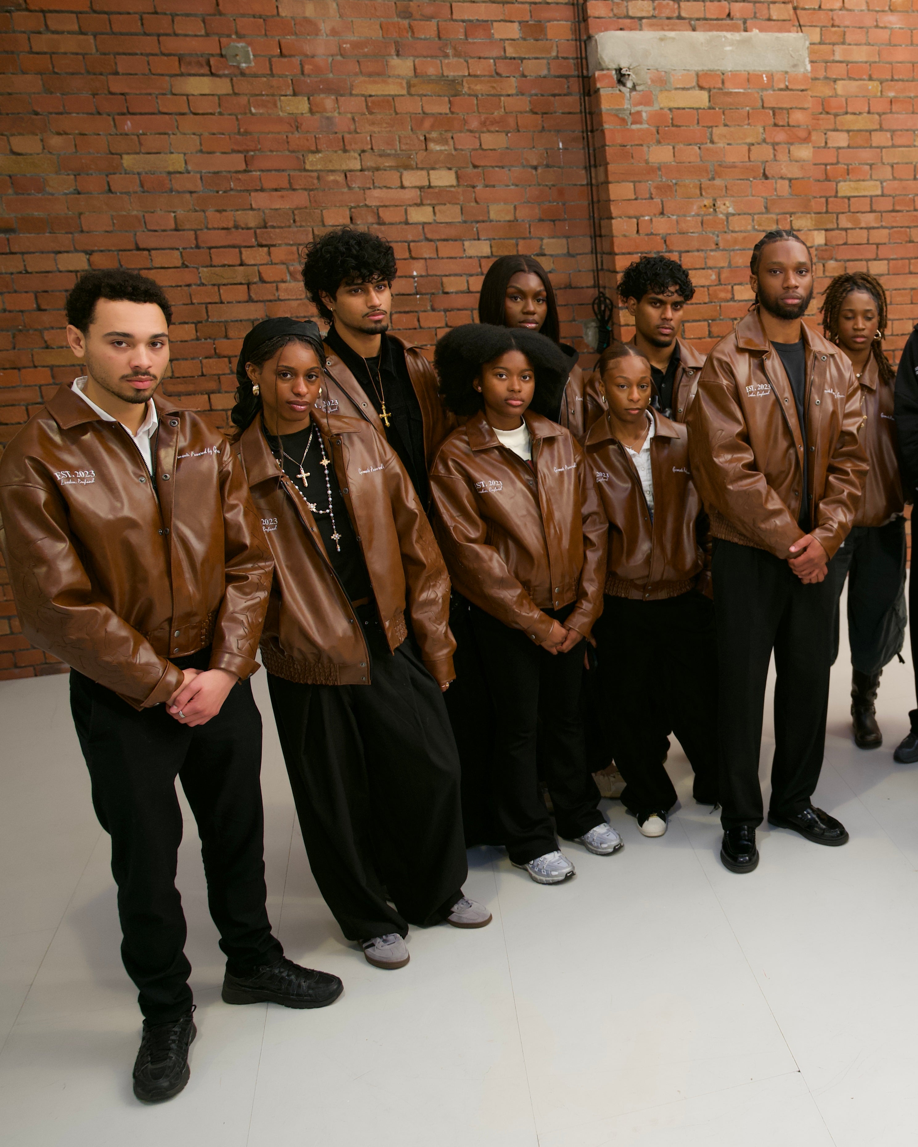 “Jesus Is Lord” (J.I.L) Vegan Leather Jacket in Cocoa Brown.