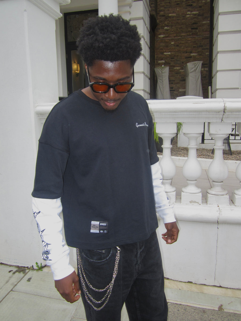 “All You Need”  - Waffle Sleeve Tee in Black/White (Unisex)