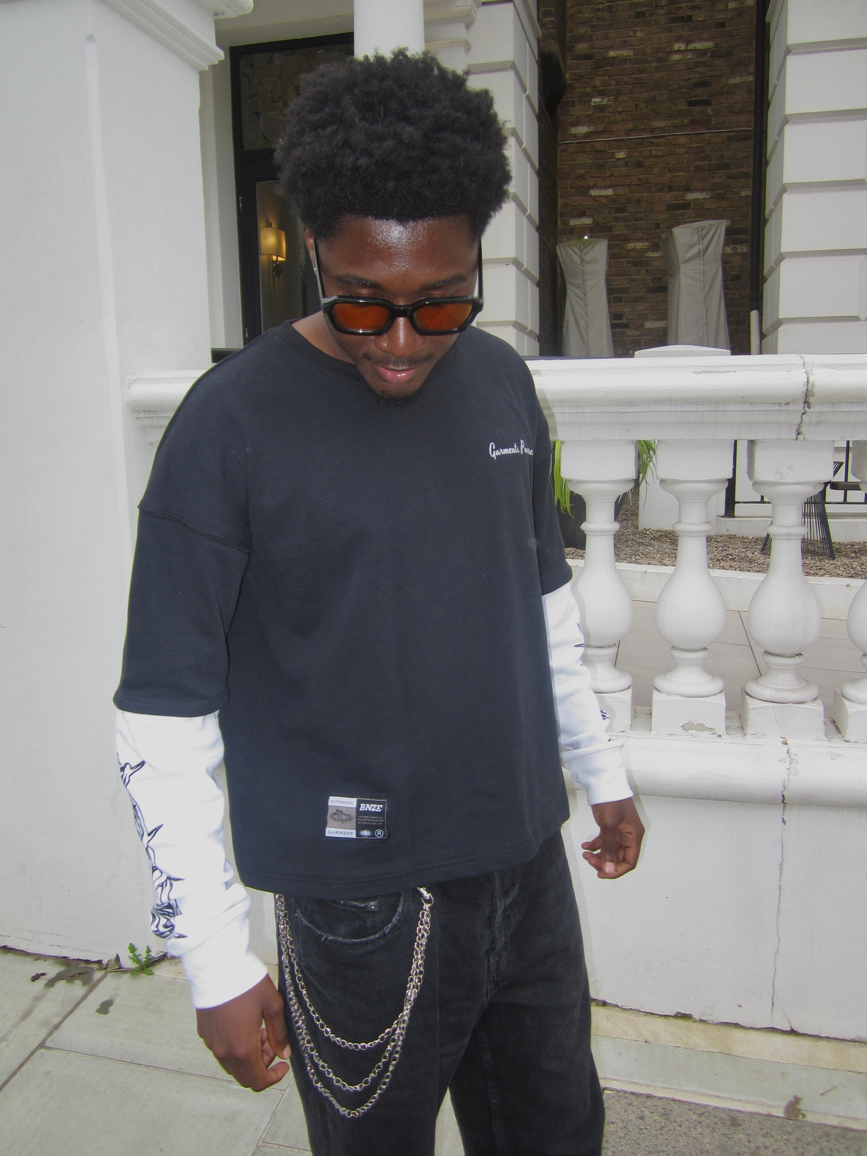 “All You Need”  - Waffle Sleeve Tee in Black/White (Unisex)