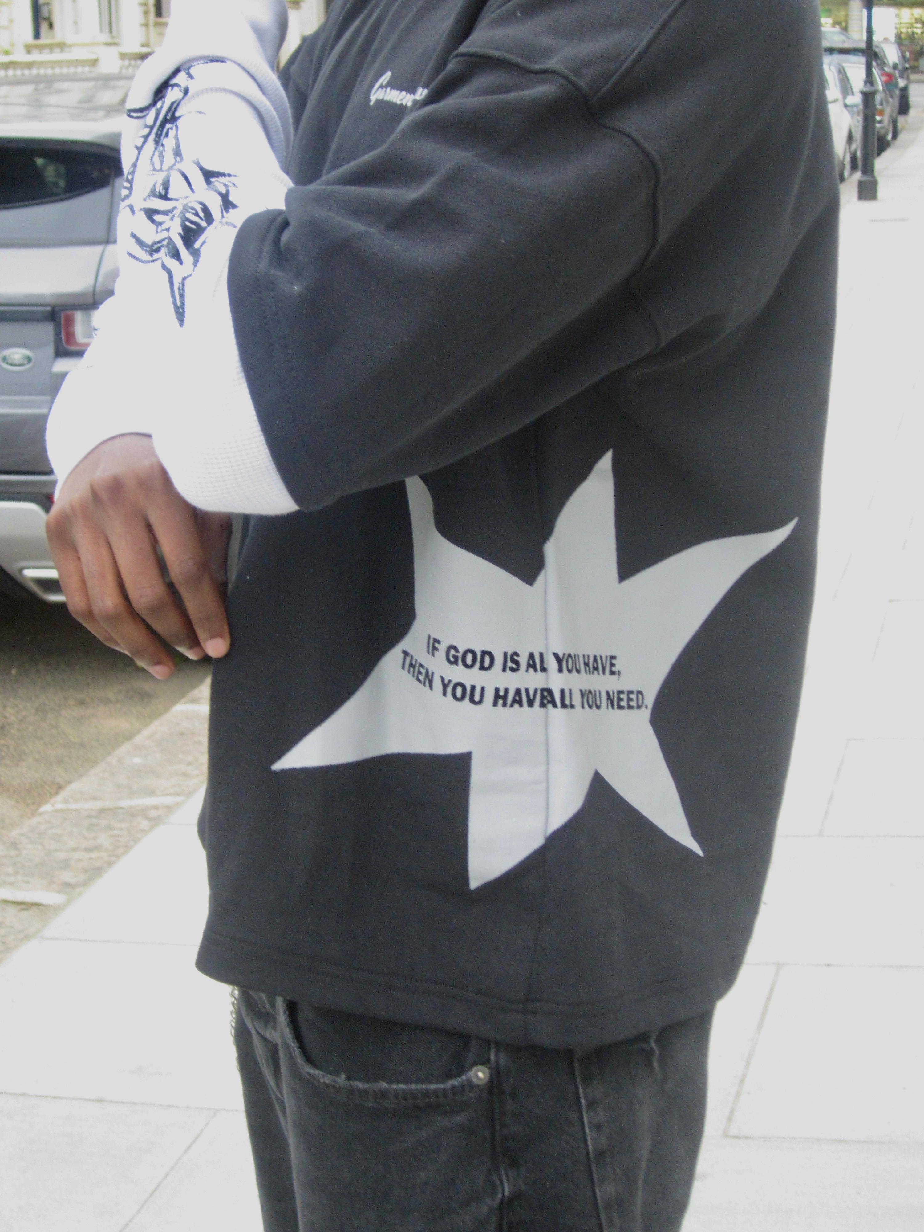 “All You Need”  - Waffle Sleeve Tee in Black/White (Unisex)