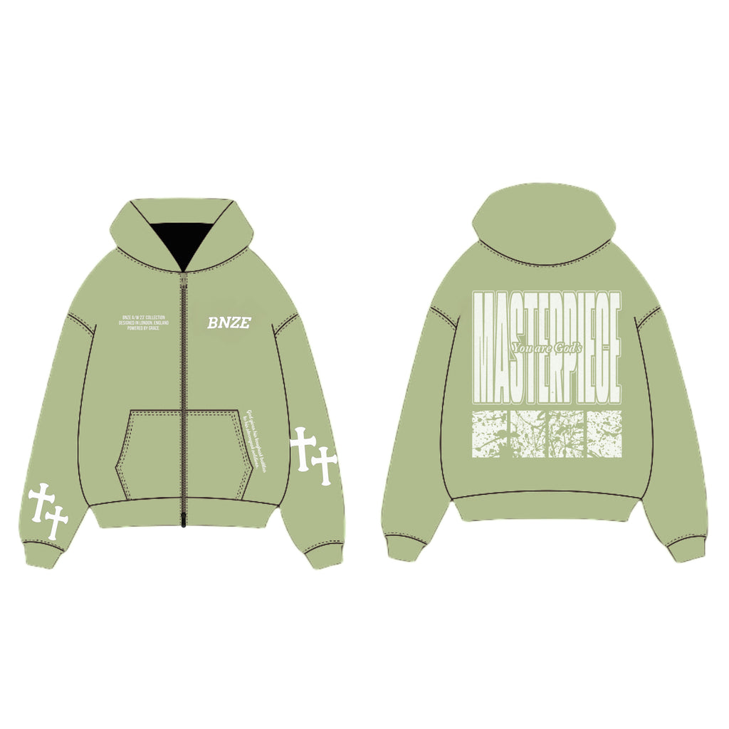 "GOD'S MASTERPIECE" Zip Hoodie - Pistachio