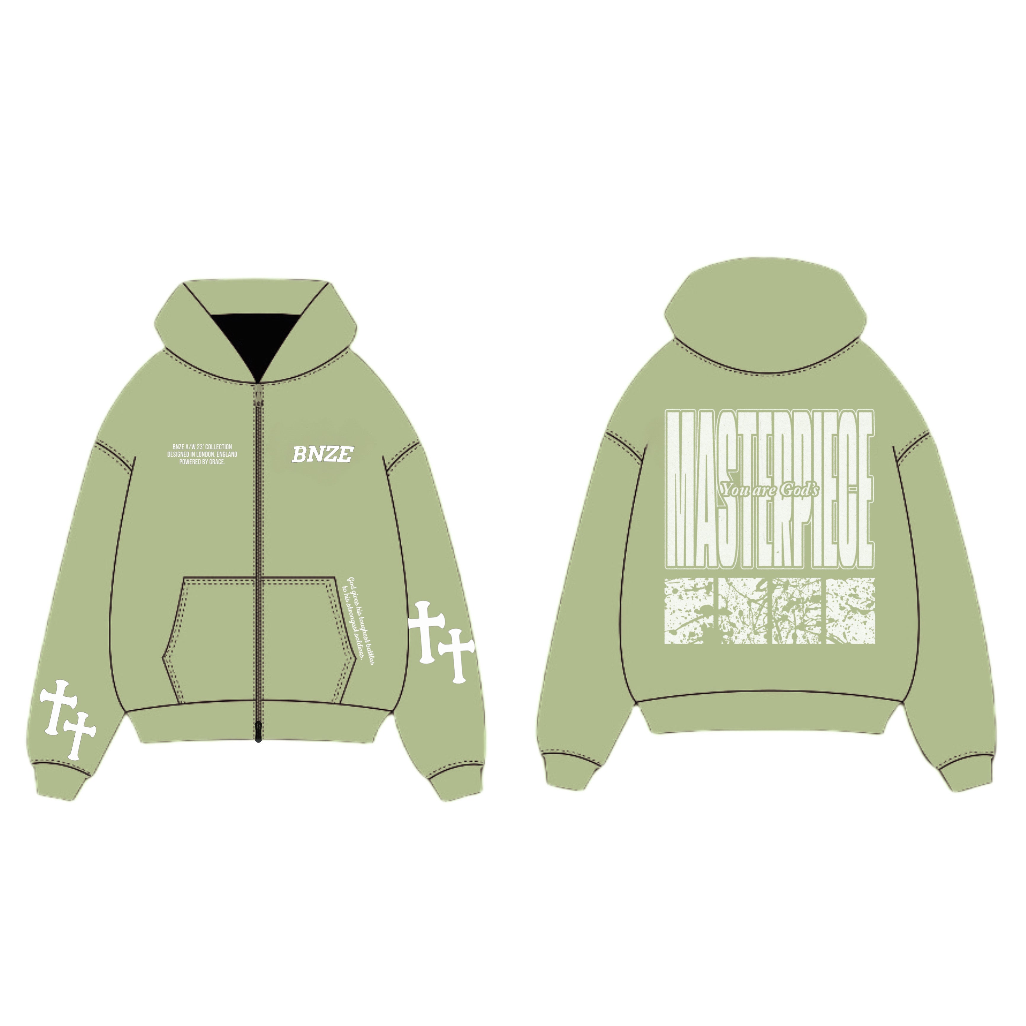 "GOD'S MASTERPIECE" Zip Hoodie - Pistachio