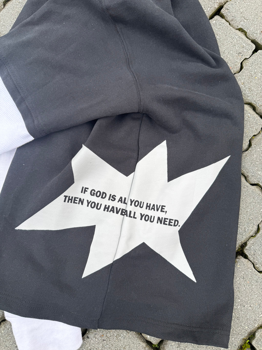 “All You Need”  - Waffle Sleeve Tee in Black/White (Unisex)