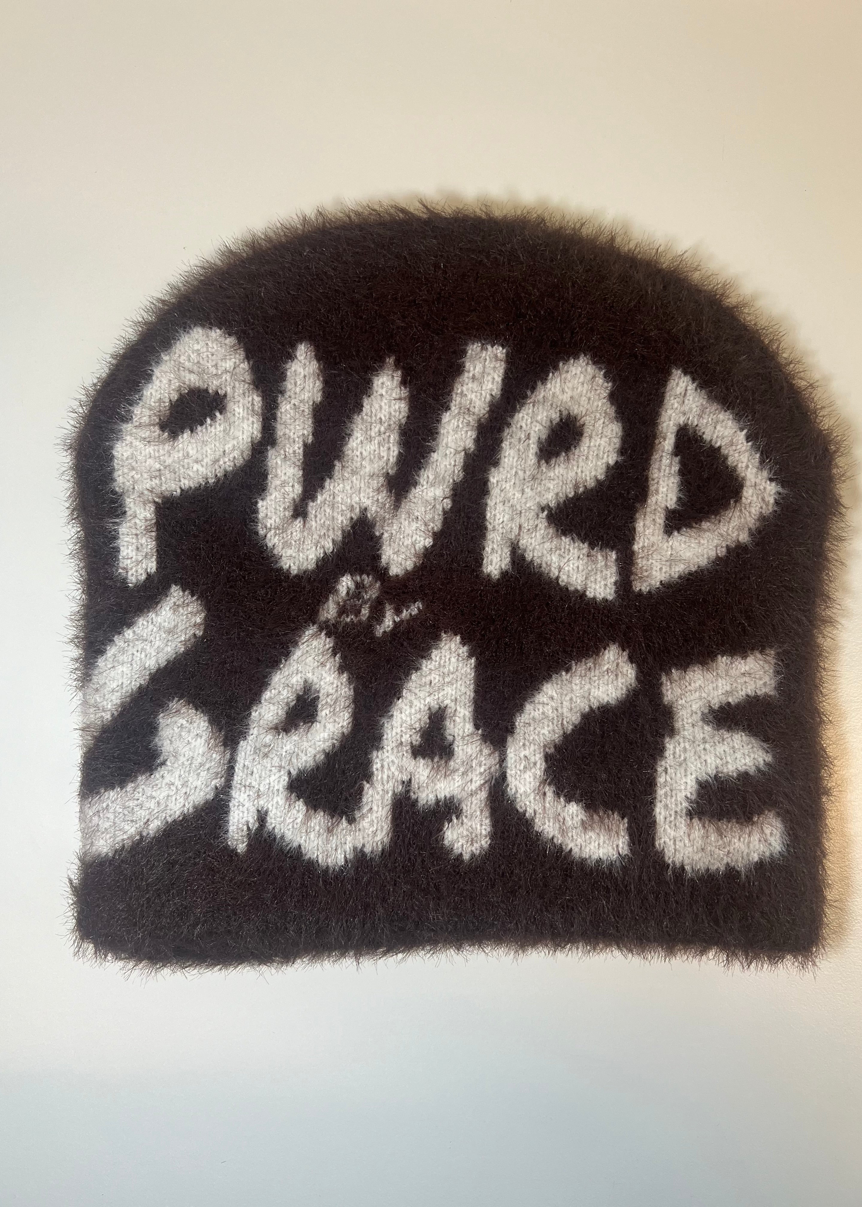 “PWRD BY GRACE” Satin Lined Mohair Beanie