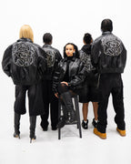 “Jesus Is Lord” (J.I.L) Vegan Leather Jacket in Jet Black.