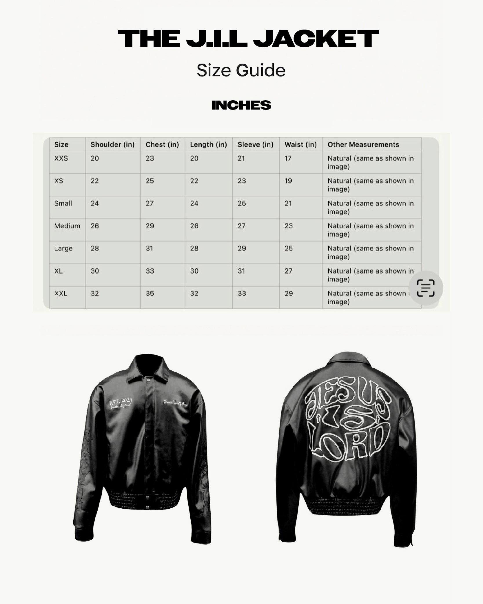 Jesus Is Lord” (J.I.L) Vegan Leather Jacket in Jet Black. (SPECIAL