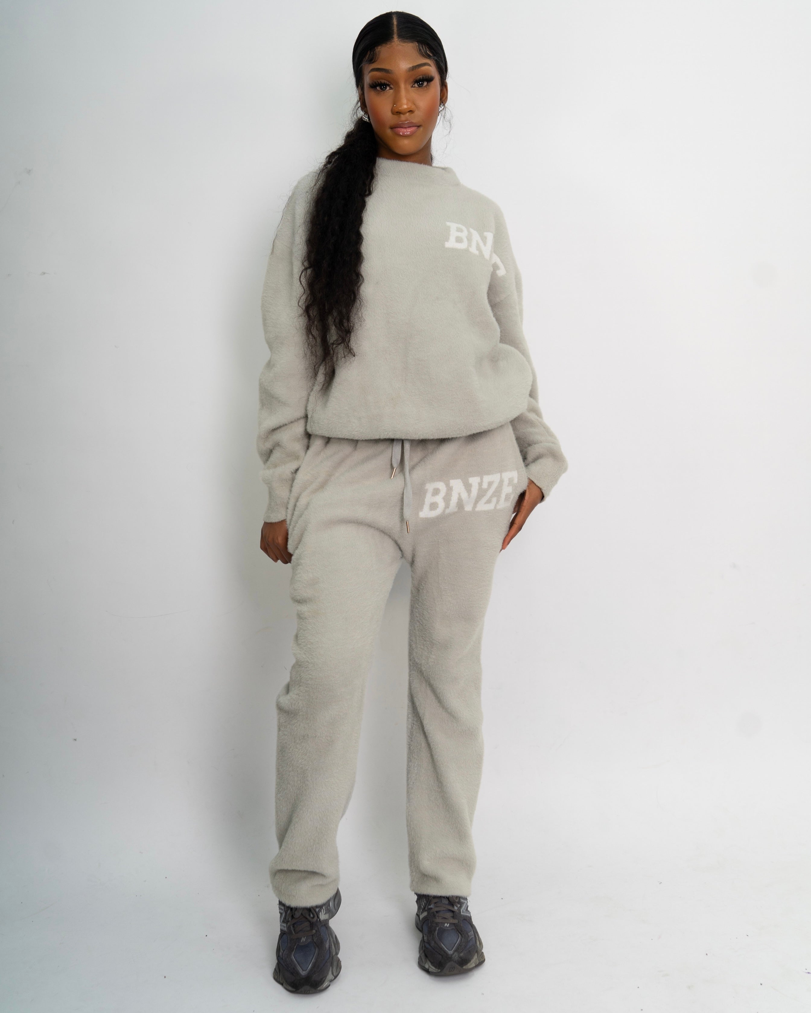 Logo Knitted Tracksuit - Grey
