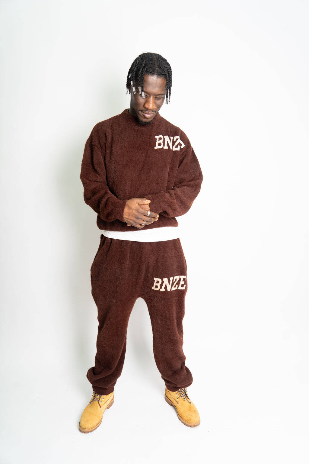 Logo Knitted Tracksuit - Brown