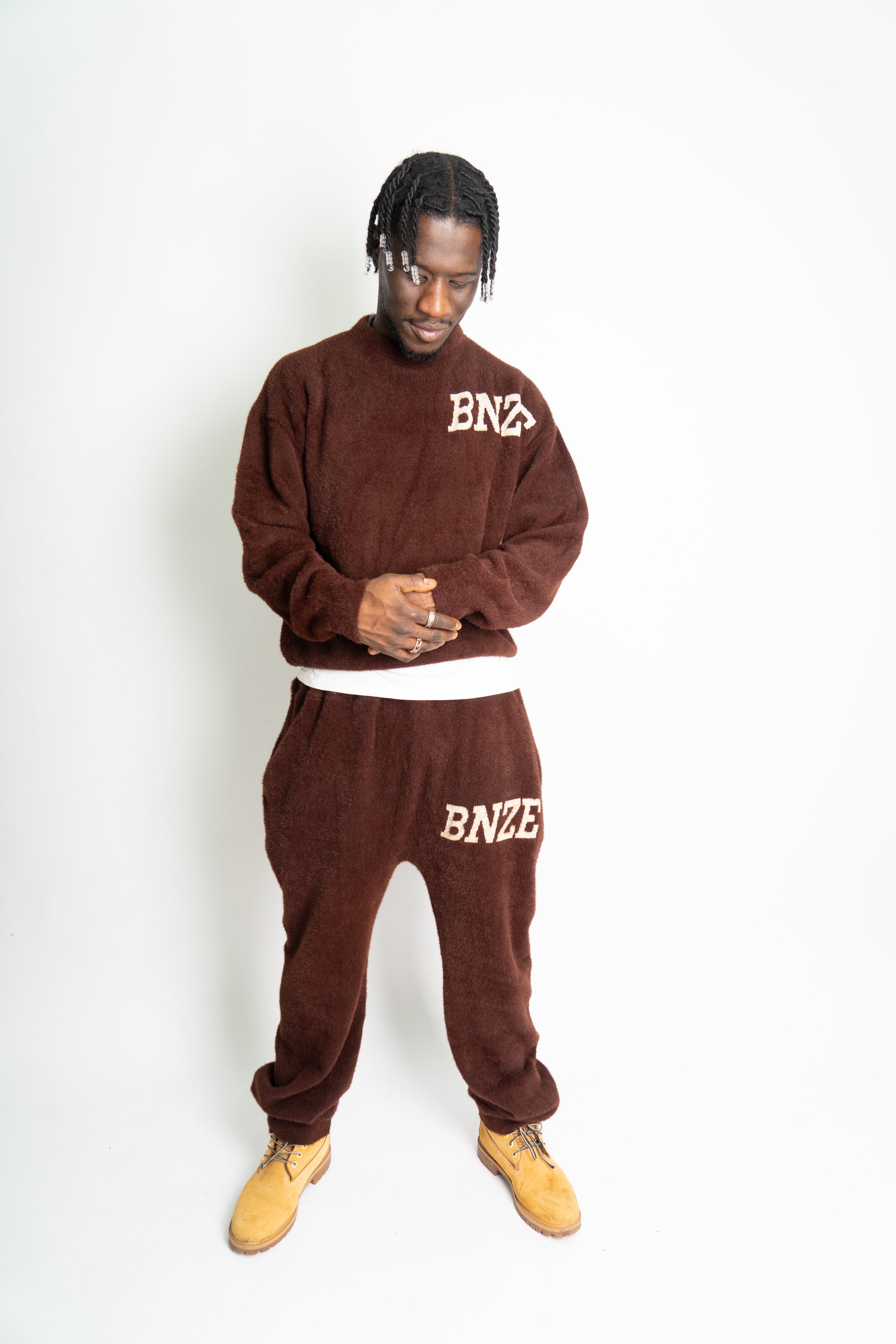 Logo Knitted Tracksuit - Brown