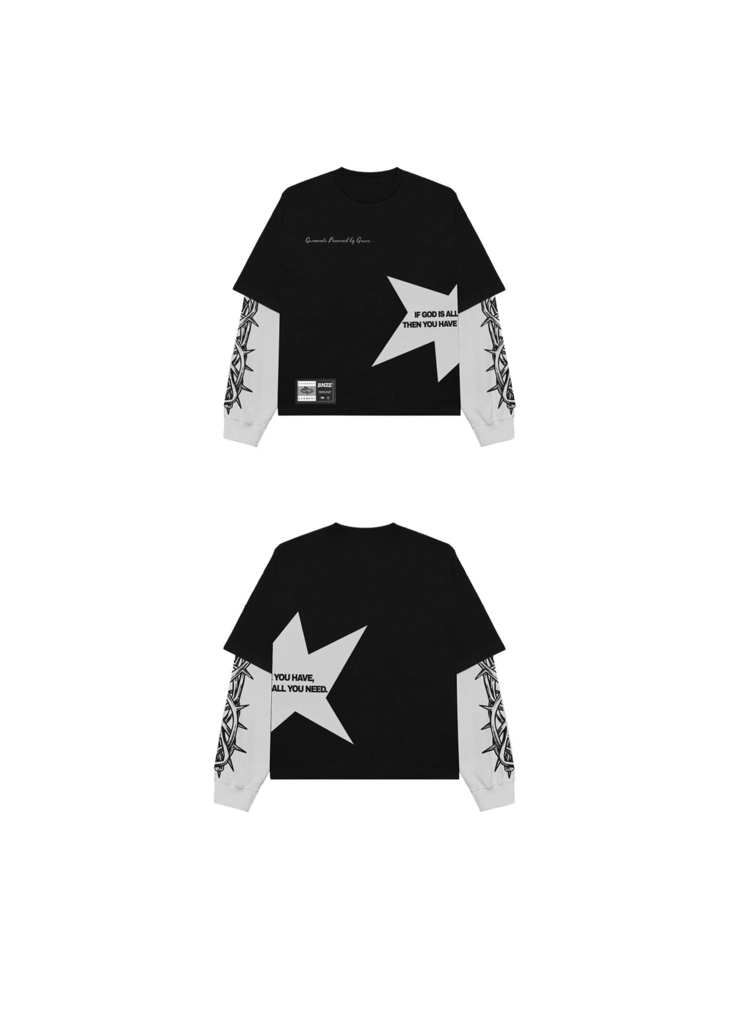 “All You Need”  - Waffle Sleeve Tee in Black/White (Unisex)