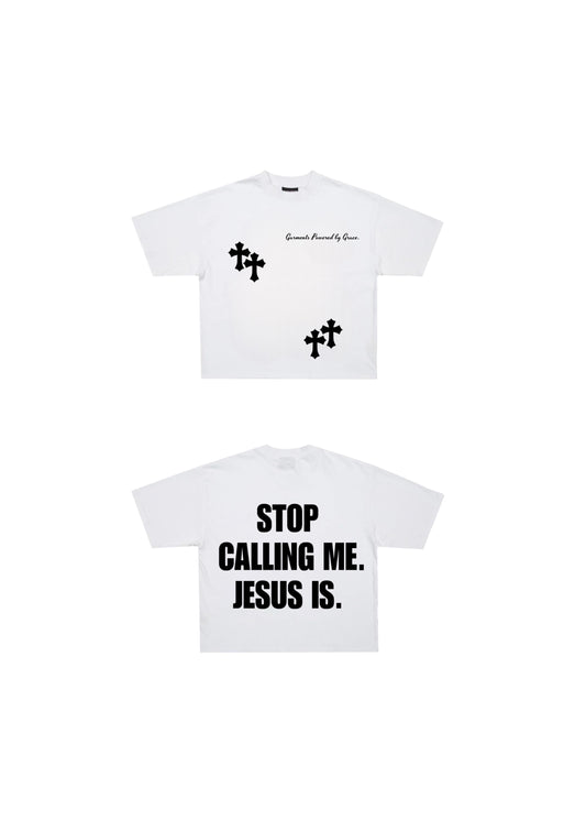 “JESUS CALLS” Tee in white (Unisex)